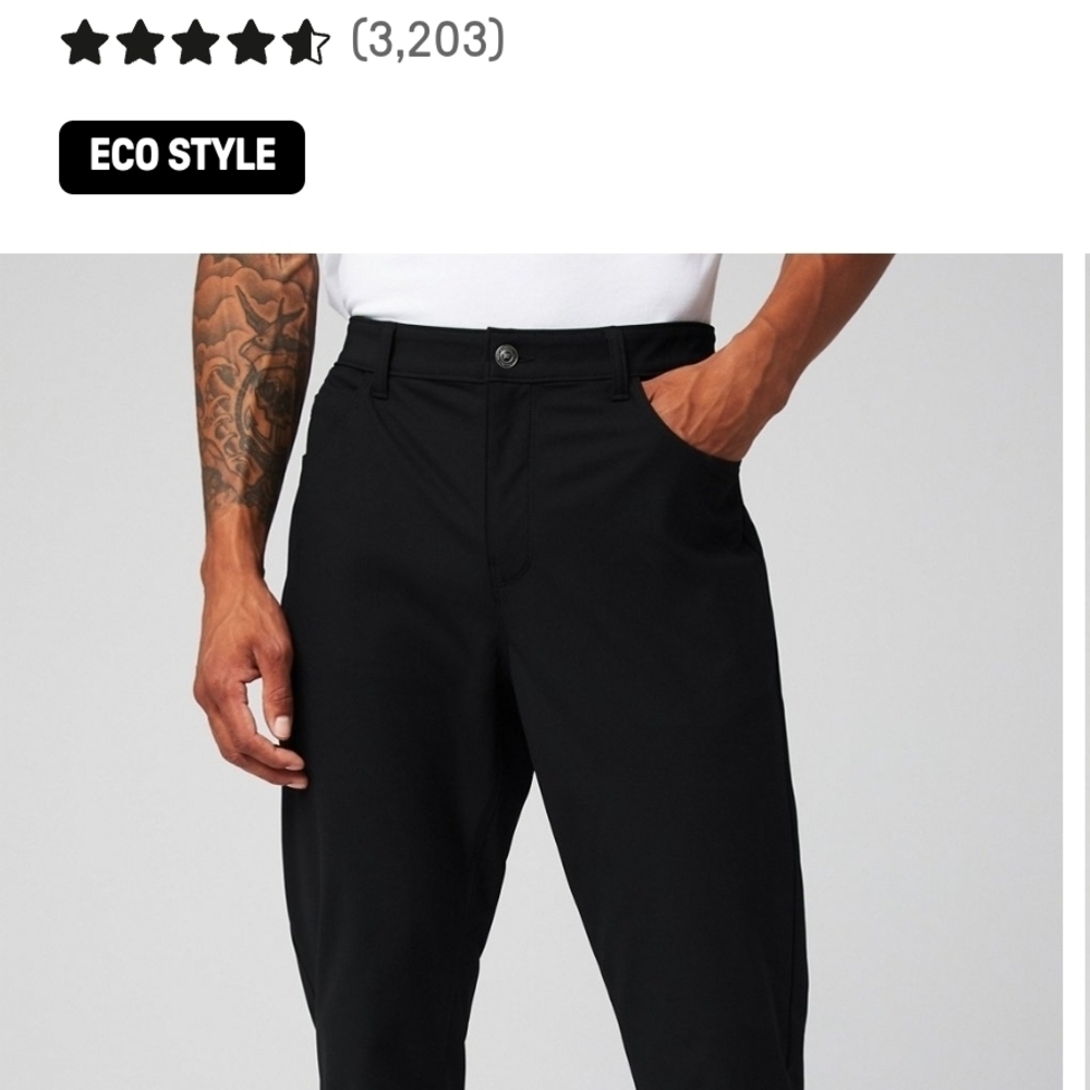 Mens Black FABLETICS The Don Pants 36-30